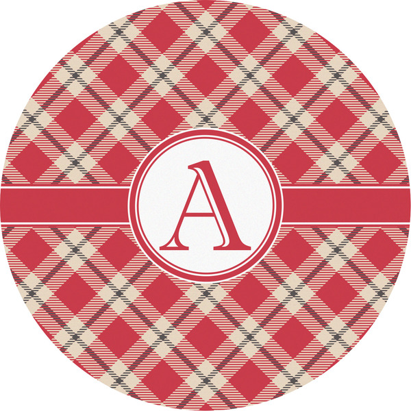 Custom Red & Tan Plaid Multipurpose Round Labels - 5" (Personalized)