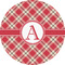 Red & Tan Plaid 5" Multipurpose Round Label - Single Sticker