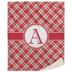 Red & Tan Plaid Sherpa Throw Blanket - 50"x60" (Personalized)
