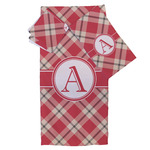 Red & Tan Plaid Bath Towel Set - 3 Pcs (Personalized)