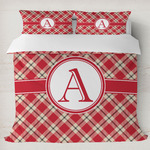 Red & Tan Plaid Duvet Cover Set - King (Personalized)