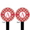 Red & Tan Plaid Black Plastic 6" Food Pick - Round - Double Sided - Front & Back