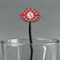 Red & Tan Plaid Black Plastic 7" Stir Stick - Oval - Main