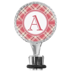 Red & Tan Plaid Wine Bottle Stopper (Personalized)