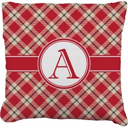 Red & Tan Plaid Faux-Linen Throw Pillow 16" (Personalized)