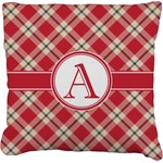 Red & Tan Plaid Faux-Linen Throw Pillow 20" (Personalized)