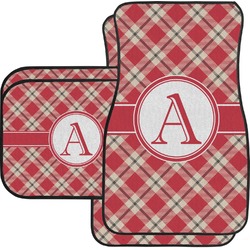Red & Tan Plaid Car Floor Mats Set - 2 Front & 2 Back (Personalized)