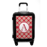 Red & Tan Plaid Carry On Hard Shell Suitcase (Personalized)