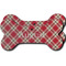 Red & Tan Plaid Ceramic Flat Ornament - Bone Front & Back Double Print