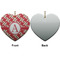 Red & Tan Plaid Ceramic Flat Ornament - Heart Front & Back (APPROVAL)