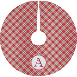 Red & Tan Plaid Tree Skirt (Personalized)
