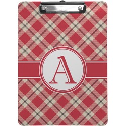 Red & Tan Plaid Clipboard (Letter Size) (Personalized)