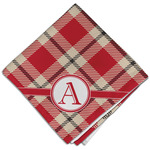 Red & Tan Plaid Cloth Dinner Napkin - Single w/ Initial