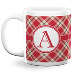 Red & Tan Plaid 20 Oz Coffee Mug - White (Personalized)