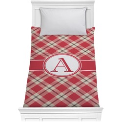Red & Tan Plaid Comforter - Twin (Personalized)