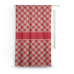 Red & Tan Plaid Curtain Panel - Custom Size