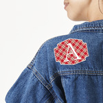 Red & Tan Plaid Twill Iron On Patch - Custom Shape (Personalized)
