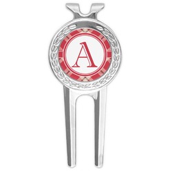 Red & Tan Plaid Golf Divot Tool & Ball Marker (Personalized)