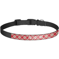 Red & Tan Plaid Dog Collar - Large (Personalized)
