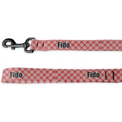 Red & Tan Plaid Dog Leash - 6 ft (Personalized)