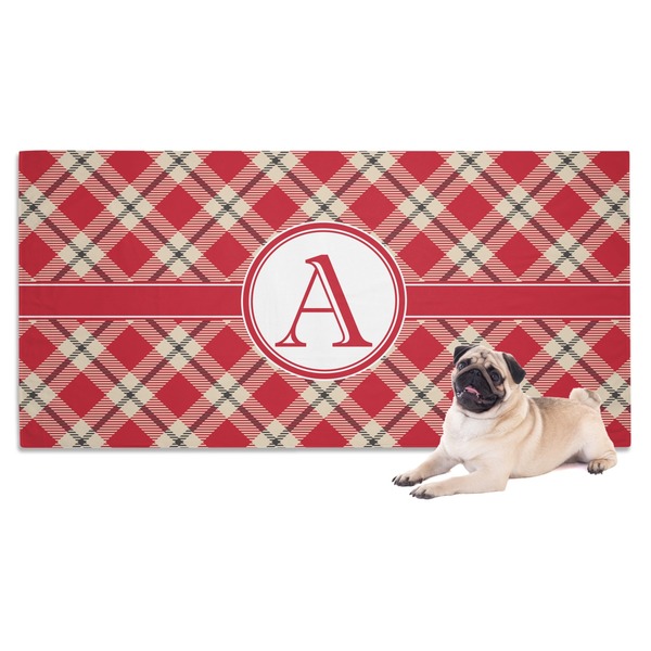 Custom Red & Tan Plaid Dog Towel (Personalized)