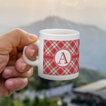 Red & Tan Plaid Single Shot Espresso Cup - Single (Personalized)