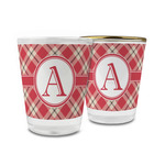 Red & Tan Plaid Glass Shot Glass - 1.5 oz (Personalized)