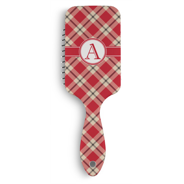 Custom Red & Tan Plaid Hair Brushes (Personalized)