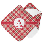 Red & Tan Plaid Hooded Baby Towel (Personalized)