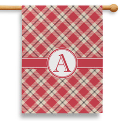 Red & Tan Plaid 28" House Flag - Double Sided (Personalized)
