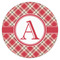 Red & Tan Plaid Icing Circle - Large - Single