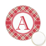 Red & Tan Plaid Printed Cookie Topper - 2.15" (Personalized)