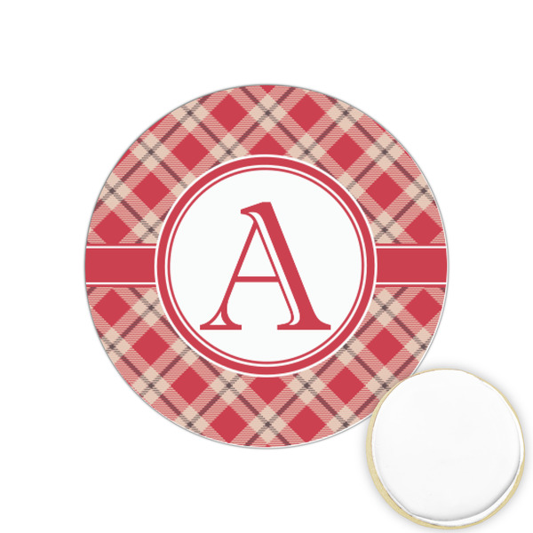 Custom Red & Tan Plaid Printed Cookie Topper - 1.25" (Personalized)