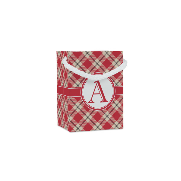 Custom Red & Tan Plaid Jewelry Gift Bags - Matte (Personalized)