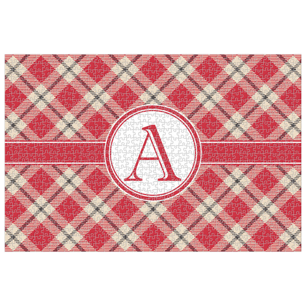 Custom Red & Tan Plaid Jigsaw Puzzle - 1000-piece (Personalized)