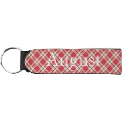 Red & Tan Plaid Neoprene Keychain Fob (Personalized)