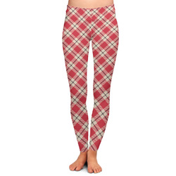 Red & Tan Plaid Ladies Leggings - Large