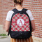 Red & Tan Plaid Large Backpack - Black - On Back