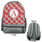 Red & Tan Plaid Large Backpack - Gray - Front & Back View