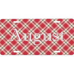 Red & Tan Plaid Front License Plate (Personalized)