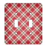 Red & Tan Plaid Light Switch Cover (2 Toggle Plate)