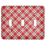 Red & Tan Plaid Light Switch Cover (3 Toggle Plate)