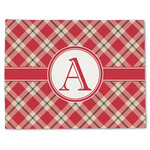 Red & Tan Plaid Single-Sided Linen Placemat - Single w/ Initial