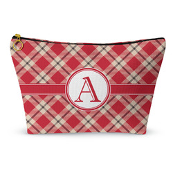 Red & Tan Plaid Makeup Bag - Large - 12.5"x7" (Personalized)