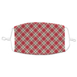 Red & Tan Plaid Adult Cloth Face Mask - XLarge