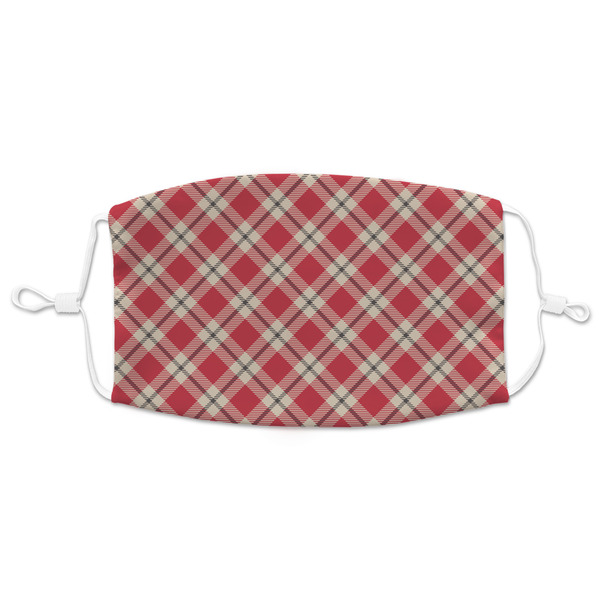 Custom Red & Tan Plaid Adult Cloth Face Mask - XLarge