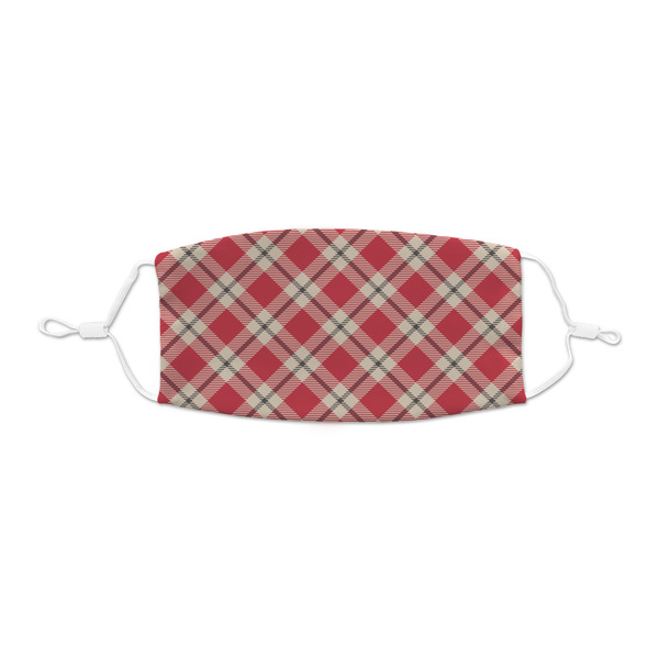 Custom Red & Tan Plaid Kid's Cloth Face Mask - XSmall