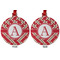 Red & Tan Plaid Metal Ball Ornament - Front and Back