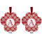 Red & Tan Plaid Metal Paw Ornament - Front and Back