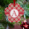 Red & Tan Plaid Metal Paw Ornament - Lifestyle